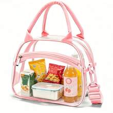 1pc Transparent Crossbody Lunch Bag, PVC Material, Durable And Wear-Resistant, Fashionable And Portable Lunch Box Bag, Large Capacity, Suitable For Office Workers And Students, Multi-Functional Travel Storage Bag, All Season Use, Not For Food Contact - Multicolor - View 3