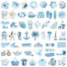 50 Sheets Blue Ocean Marine Creature Waterproof Vinyl Stickers Fresh Aesthetic Decals For Tumbler Notebook Fridge Luggage DIY Decor - 50 PCS - View 12