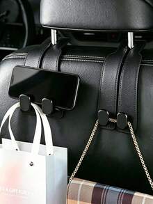 PU Leather Car Hook With High Load Capacity To Stop Items From Rolling Car Seat Cover With Hidden Hooks Interior Accessory Ideal For Organizing Backpacks And Umbrellas On Your Daily Commute Car Accessories Women Car Essentials - Multicolor - View 2