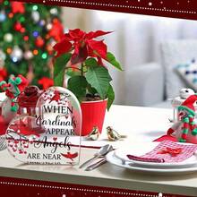 Estilo plano bidimensional, juego de 1 pieza. Recuerdo con forma de corazón de pájaro cardenal precioso - Artículo decorativo de acrílico, con mensaje motivador. Regalo perfecto para cumpleaños y festivales. Decoración de calcetín navideño. - B - Ver 5