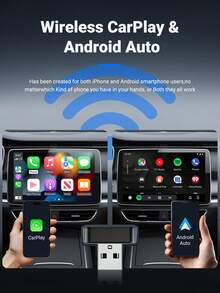 XUDA 2026 新款 2 合 1 無線車載智能盒，CarPlay 與 Android Auto Mini 轉接器，CarPlay 轉換器，快速自動連接，無延遲，小巧優雅智能盒，有線轉無線，時尚便攜，附 USB/USB-C 接口 - C - 查看 5