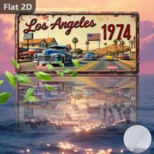 2D Flat, 1pc, Outdoor Sign & Wall Decor, Los Angeles Vintage Car, Nostalgic Home Decoration, License Plate Style, Vacation City Sign, Great Gift For Friends & Family, Suitable For Cafe, Garage, Garden, (Random Style) - A - View 7