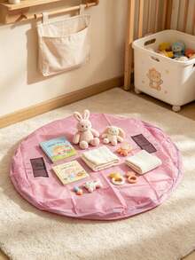 Alfombra de juego redonda para niños, bolsa de almacenamiento portátil con cordón, alfombra de juego plegable e impermeable para la sala de juegos del bebé, alfombra de almacenamiento rápido para bloques de construcción - Multicolor - Ver 8