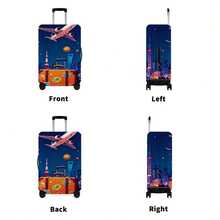 Shanghai City Skyline Airplane Travel Pattern Luggage Cover - Multicolor - View 3