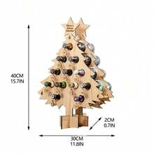 Christmas Tree Shaped Wooden Wine Rack Handmade Decoration, Christmas Wooden Hanging Ornament, Party Fun Beer Storage Rack, Wine Bottle Holder - Multicolor - View 7
