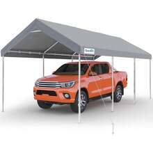 10x20 FT Heavy Duty Carport Portable Car Shelter Canopy Garage Galvanized Frame Outdoor Vehicle Storage Boat Tent With Reinforced Structure No Sidewalls, Gray - Gray - View 12