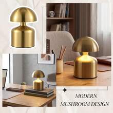 1PC Cordless Touch LED Desk Lamp, Modern Girl Gift Macaron Mushroom Table Lamp, 3-Color Adjustable Dim Bedside Pillow Light, Rechargeable Night Light, Suitable For Bedroom, Living Room, Home Decor And Gifts (Black/Gold) - Multi-color - View 7
