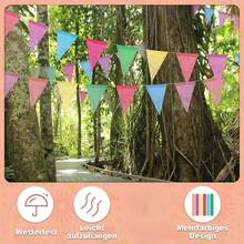 Set con 3 banderas decorativas, 5 metros de largo, reutilizable, adecuado para decoraciones de cumpleaños al aire libre, fiestas y decoraciones festivas - Multicolor 3 piezas - Ver 2