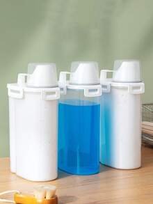 1pc/ Laundry Detergent Storage Box With Measuring Cup, Large Capacity Storage Container, Laundry Liquid Dispenser, Cleaning Supplies Organizer, Home Daily Necessities, Suitable For Laundry Room, Bathroom, Toilet, Bathroom Accessories - A - View 3