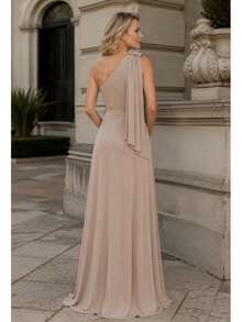 Long Party Dress With Lace, Lined Cups, Comfortable, Elegant, Simple - Beis - Ver 3