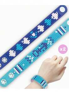 2 Sets 5D DIY EVA Diamond Painting Bracelets, Rhinestone Bracelet Handmade Kit, Mosaic Gemstone Sticker Bracelet Making Set, Creative Handmade Art Decor Gift - Sets - View 10