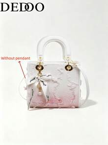 Dedoo Women's Satchel Handbag With Butterfly Pattern Lace And Leather Patchwork, Elegant Evening Clutch, Suitable For Parties, Weddings, Spring/Summer Style (Pendant Not Included) - Multicolor - View 2