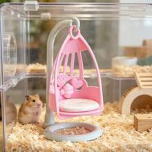 1pc Cute Pink Heart Shell Hamster Swing Chair, Vertical Rocking Toy, Suitable For Hamster, Hamster Cage Decoration Accessory, Small Pet Resting And Photo Prop - A - View 5