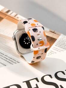 1pc Dual-Color Pumpkin Pattern Silicone Watch Band, Suitable For Halloween, Thanksgiving, Men And Women, Fashionable Holiday Gift, Compatible With Apple Watch 38mm 40mm 41mm 42mm 44mm 45mm 46mm 49mm, Suitable For Apple Watch Series Ultra SE S11/S10/SE/8/7/6/5/4/3/2/1, Daily Sports Waterproof Casual Watch Band Accessory - Multicolor - View 5