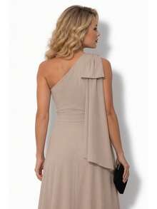 Long Party Dress With Lace, Lined Cups, Comfortable, Elegant, Simple - Beis - Ver 8