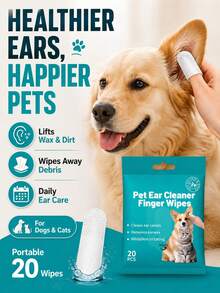 20pcs, Pet Ear Cleaning Wipes, Suitable For Dogs And Cats, Soft, Finger-Cot Design For Easy Use, For Treating Ear Odor, Daily Pet Ear Care Wipes, Easy To Carry And Use Anytime. - Pet Ear Cleaning Wipes - View 3