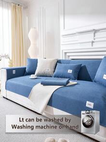 1PC Minimalist Solid Bubble Grid Textured Sofa Cushion Pad, Lightweight & Breathable, Scratch Resistant & Easy To Clean, Non-Slip Dotted Rubber Back, Machine Washable All-Season Pet Friendly Universal Slipcover For 1/2/3 Seater Sofas - Blue - View 8