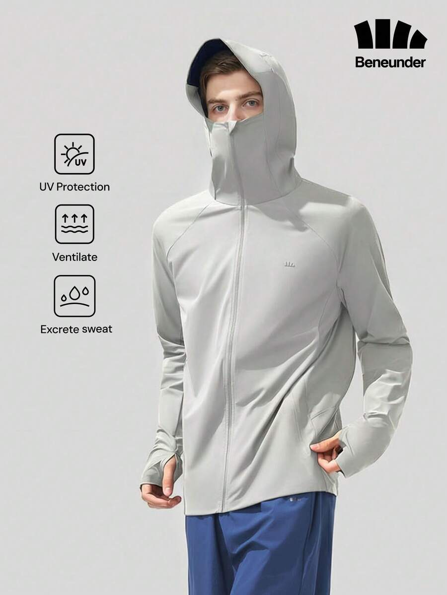Jaket Beneunder Pria yang Bernapas, Sejuk, dan Melindungi dari Sinar Matahari (Potongan Reguler) AL106 - Light Grey - View 1