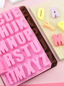 26 Cavity A-Z Capital Letter Silicone Baking Mold With Scraper, Reusable DIY Alphabet Tool For Chocolate, Candy, Desserts And Cake Decor - Multicolor - View 3