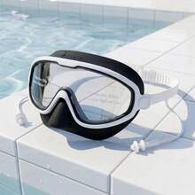Large Frame Anti-Splash Swimming Goggles For Kids 9-16 Years Old, Nose Guard Anti-Water Leak, HD Wide View Anti-Fog Lenses, Silicone Earplugs, Unisex Swimming Gear - Multicolor - View 10