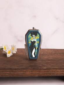 Cabin puff 1pc Coffin-Shaped Mini Ashtray With Flip Lid, Gothic Style, Portable For Outdoor, Car And Other Scenes. A Portable Gift. - One Size Fits All - View 23