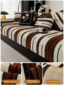 1件裝時尚沙發坐墊，柔軟舒適防滑沙發套，寵物防抓防刮，易清潔通用沙發保護墊，適合客廳居家裝飾，適用 L 型 1/2/3/4 人座沙發 - 咖啡棕 - 查看 4