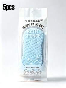 1/4/5pcs Universal 3D Textured Bath Sponge Exfoliating Body Scrubbing Cleaning Tool - Grey - View 15
