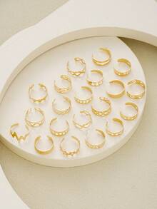 20pcs Fashion Minimalist Star Heart Geometric Women's Toe Rings Gold Color Beach Party Date Birthday Gift (No Box) - Golden - View 4