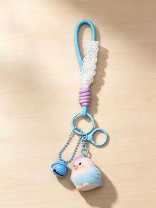 Resin Flocked Bird Keychain, Soft Flocked Texture, Cute Parrot Design, Healing And Adorable. Comes With Metal Key Ring, Can Be Hung On Car Keys, Also Suitable As Phone, Bag Charm For Girls, Exquisite And Compact, Versatile For Daily Use, Perfect As A Cute Small Gift. - Multicolor - View 3