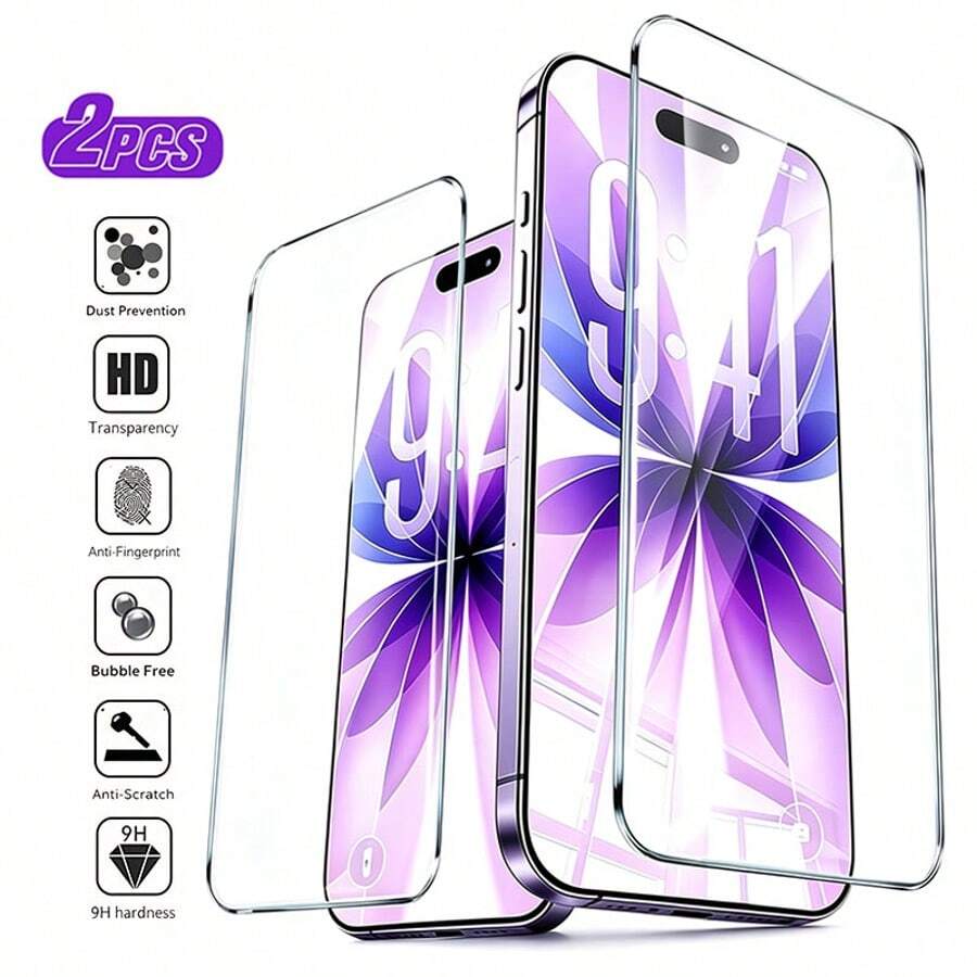 2 Pieces Pack - Transparent Tempered Glass Screen Protector Compatible With IPhone 17/16/15/14/13/12/11 Pro Max/17 Pro Max/16 Pro Max. Scratch Resistant, Shatter Resistant, And Fall Resistant. Essential Mobile Phone Accessories. Waterproof, Shockproof, And Scratch Resistant. Suitable For Daily Use, Office And Home Use. Compatible With Phone Cases. [International Version Non Local Version]