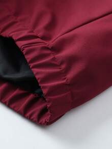 Stand Collar Curved Colorblock Patchwork Zipper Jacket, Casual & Outdoor Multi-Scenario Outfit, Sporty Style Travel Wear - black red - View 8