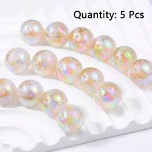 5pcs 16mm Acrylic Gold Foil Round Beads, Handmade DIY Beaded Jewelry Bracelet Necklace Phone Charm Car Hanging Keychain Loose Beads - Acrylic Beads - View 9