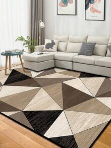 1pc Geometric Textured Pattern Rug, Black White Gray Printed Polyester Rectangular Easy Care Washable Area Carpet, Suitable For Living Room, Hallway, Bedside, Sitting Room, Bedroom, Office, Kitchen, Farmhouse Home Decor - Multicolor - View 24