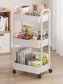 Highly Attractive, Universal Wheel Practical Plastic Cart, Storage Rack, Kitchen Organizer, With Handle, Multi-Functional, Movable, Storage Trolley, Suitable For Office Storage, Living Room Storage, Kitchen Storage, Bathroom Storage, Snack And Toy Organizer, Movable Storage Rack With Wheels, Perfect For Home Storage And Office Storage, Holiday Gift, Children's Gift - Multicolor - View 12