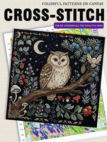 14CT Printed Cross Stitch Kit Animal Style: Owl, Deer, Fox Cross Stitch Patterns For Adult Beginners Relaxing DIY Includes Fabric, Needles, Thread And Illustration Unframed Handmade Wall Decor Gift 40x40cm/15.7x15.7in - A - View 3