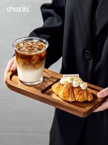 choxila 1pc 27x12cm Natural Walnut Wood Tray, Modern Design, Rectangular Minimalist Deep Bowl Wooden Plate, Suitable For Breakfast, Coffee, Snacks, Condiments, Perfect For Afternoon Tea, Family Gatherings, Tea Parties And Daily Use - Brown - View 4