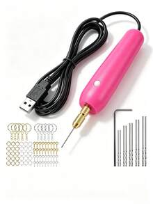 Bộ khoan điện mini USB kèm đèn LED, bộ dụng cụ khoan nhựa cầm tay, phù hợp cho đúc nhựa DIY, làm móc khóa thủ công và chế tác trang sức - Máy khoan mini USB - Xem 12