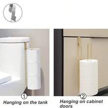 Modern Style Toilet Paper Holder, Durable Metal Wall-Mounted Toilet Paper Storage Rack, 3-Roll Bathroom Storage Shelf, No-Drill Easy Installation Toilet Paper Holder - Multicolor 1 - View 9