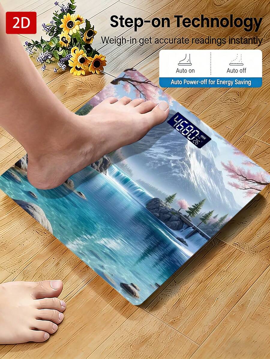 Timbangan Berat Badan Digital dengan Teknologi Step-On, Timbangan Kamar Mandi LED Kaca Tempered Tebal, Hadiah Timbangan Berat Badan Digital untuk Menurunkan Berat Badan, Mengukur Hingga 400 Lbs/180 Kg, Permukaan Kaca Tempered, Deteksi Suhu, Menggunakan Baterai AAA (Tidak Termasuk)