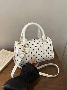 1PC Cartoon Polka Dot Cylinder Handbag, Zipper Design, Adjustable Shoulder Strap, Suitable For Daily Outings, Travel, Can Easily Hold Daily Necessities, Versatile Item, Applicable To Various Styles And Occasions, Highly Adaptable Style - Multicolor - View 5