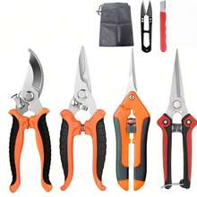 Set Gunting Pangkas Taman Tugas Berat 7 Buah, Gunting Genggam Ambidextrous, Gunting Pangkas Bypass dan Gunting Pangkas dengan Pegangan Oranye Ergonomis dan Tas Penyimpanan, Cocok untuk Perawatan Rumput dan Pohon, Gunting Pangkas/Pemetik Buah/Pemangkas Multifungsi, Cocok untuk Perawatan Rumput dan Pemeliharaan Pohon - A - View 9