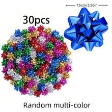 30/50/100/200 piezas Lazos de cinta de satén de regalo del Día de San Valentín de 1,96 pulgadas (5 cm) Lazos de cinta de Año Nuevo para envolver regalos Pequeños lazos autoadhesivos para regalos Nudos de lazo metálicos surtidos para cajas de regalo (color aleatorio) - Multicolor - Ver 18