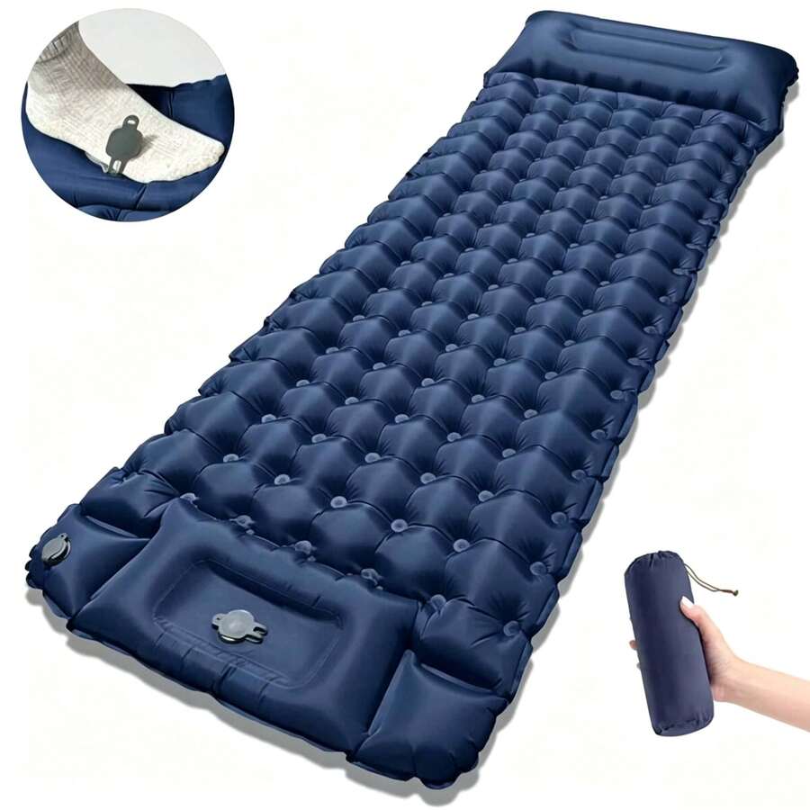 Portable Camping Inflatable Sleeping Pad With Integrated Pillow, Compact Ultra-Light Foldable Air Mattress For Outdoor Hiking, Picnic And Tent Use (Style/Color Randomly Shipped) - Multicolor - View 1