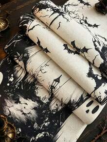 Halloween Table Runner, Ghost Pumpkin Linen Table Runner, Autumn Thanksgiving Harvest Table Decor, Suitable For Family Dinner Party Tabletop Decoration - B - View 2