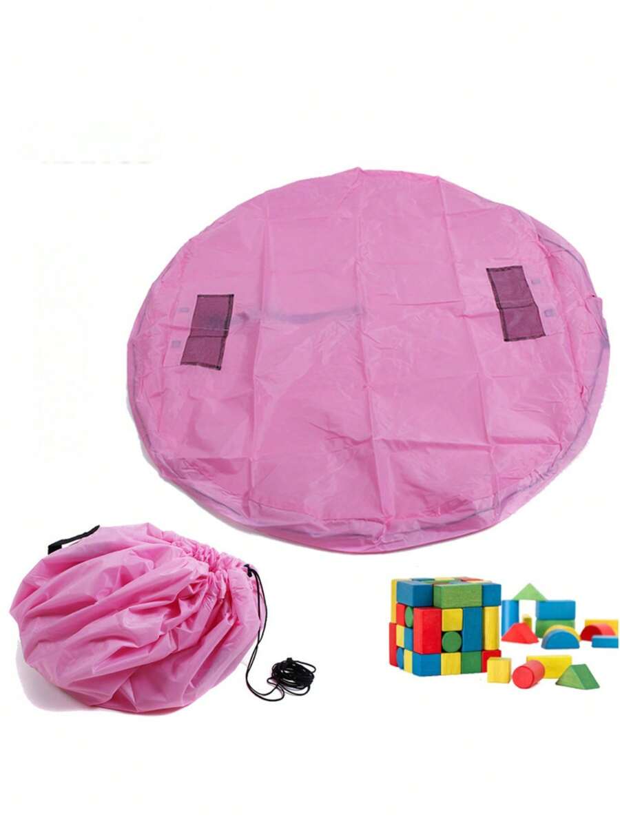 Round Children's Storage Play Mat, Portable Drawstring Storage Bag, Foldable Waterproof Baby Playroom Play Mat, Quick Storage Mat For Building Blocks - Multicolor - View 1