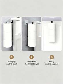 Modern Style Toilet Paper Holder, Durable Metal Wall-Mounted Toilet Paper Storage Rack, 3-Roll Bathroom Storage Shelf, No-Drill Easy Installation Toilet Paper Holder - Multicolor 1 - View 12