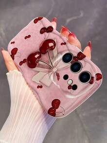 1 buah Casing Ponsel Motif Cetak Ceri Minimalis Lembut Bergaya INS Gelombang Besar Krem, Tekstur Gelombang Putih Susu, Cakupan Lensa Penuh, Casing Lembut, Kompatibel dengan Ponsel Seri 1 - Putih - View 4