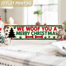 1pc Rustic Style "We Woof You Merry Christmas" Metal Sign, Dog Paw Christmas Decor, Christmas Wall Hanging Decoration, Suitable For Home, Farmhouse, Living Room, Indoor/Outdoor, Entryway, Decorative Sign, 9.91x39.88cm, 2D Flat - A - View 6