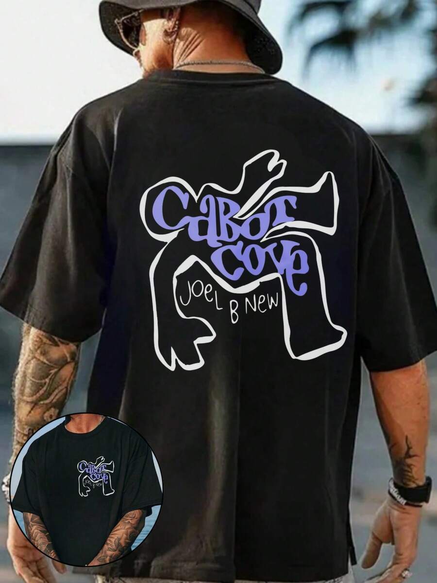 T-Shirt mit Cartoon-Grafikdruck, 100 % Baumwolle, 180 g/m², Rundhalsausschnitt, atmungsaktiv, normale Passform, Sommer, Casual, Streetwear