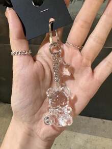 1組2件裝女款韓系透明熊造型鑰匙圈，3D卡通可愛吊飾，創意個性化禮物，適合學生與情侶，包包掛飾 - 彩色 - 查看 4